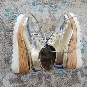 Silver metallic chrome sneakers